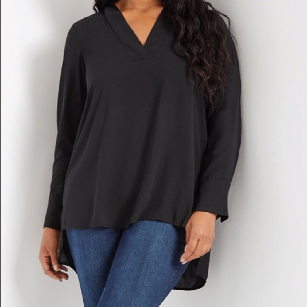 Eloquii Plus Size Tunic Size 20 Black V Neck